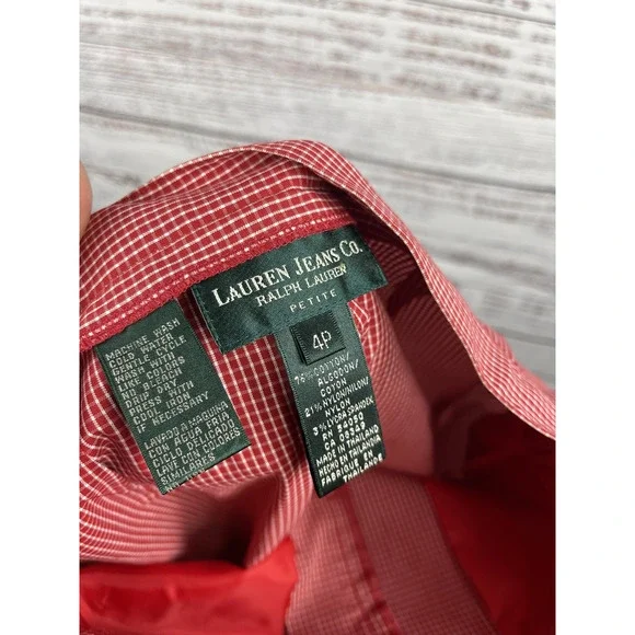 Lauren Ralph Lauren Pants Womens 4P Red White Check Cropped Stretch Dress Petite - Picture 3 of 6